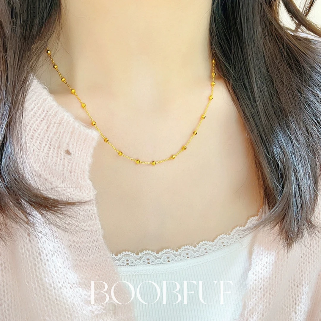 铜合金项链 满天星素链锁骨链爆闪镭射珠女士项链高级感轻奢百搭