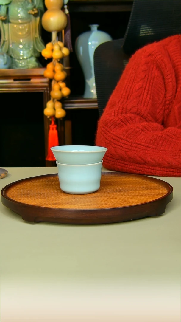 汝瓷竹节茶漏原矿天青不完美