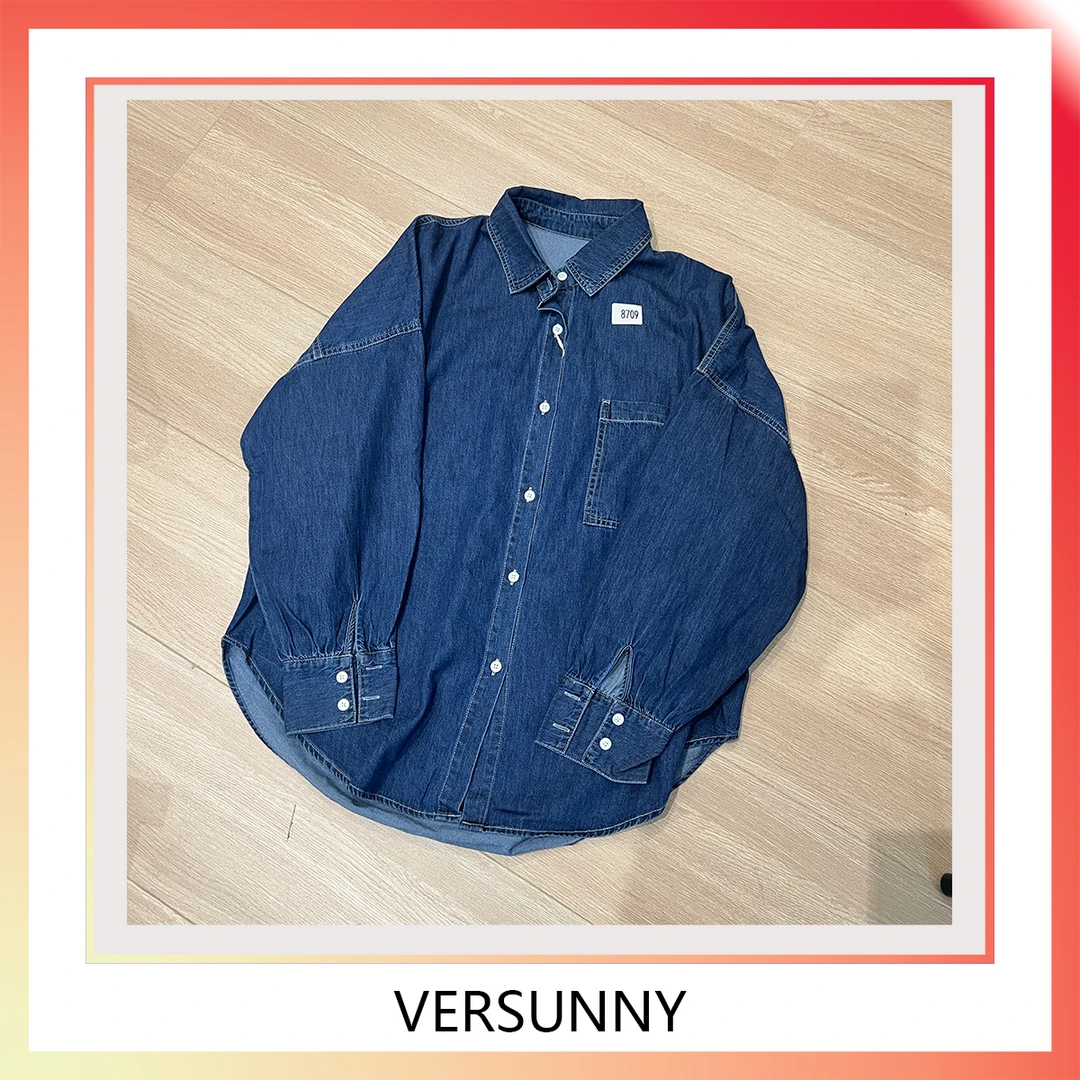 B-8709新款宽松休闲百搭复古水洗牛仔衬衫
