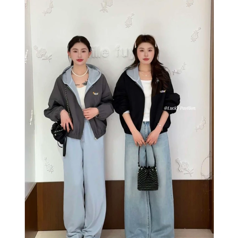 0889款连帽双面穿刺绣外套OD