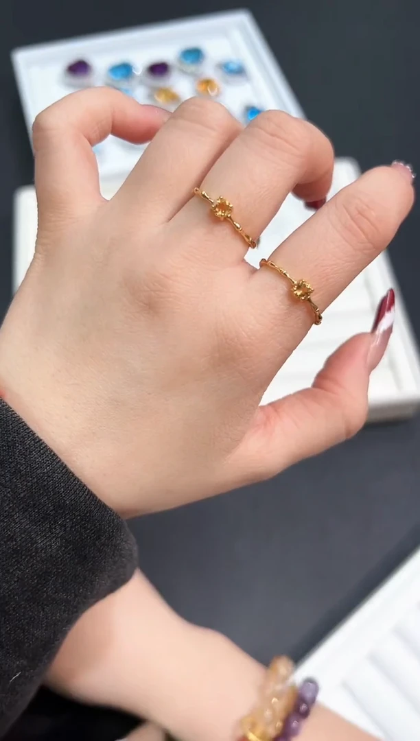 【闪购商品】黄晶戒指银S925镶嵌67n多样性发其一/1个