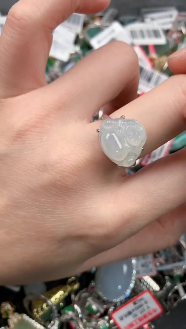 银S925镶嵌戒指翡翠1010----8