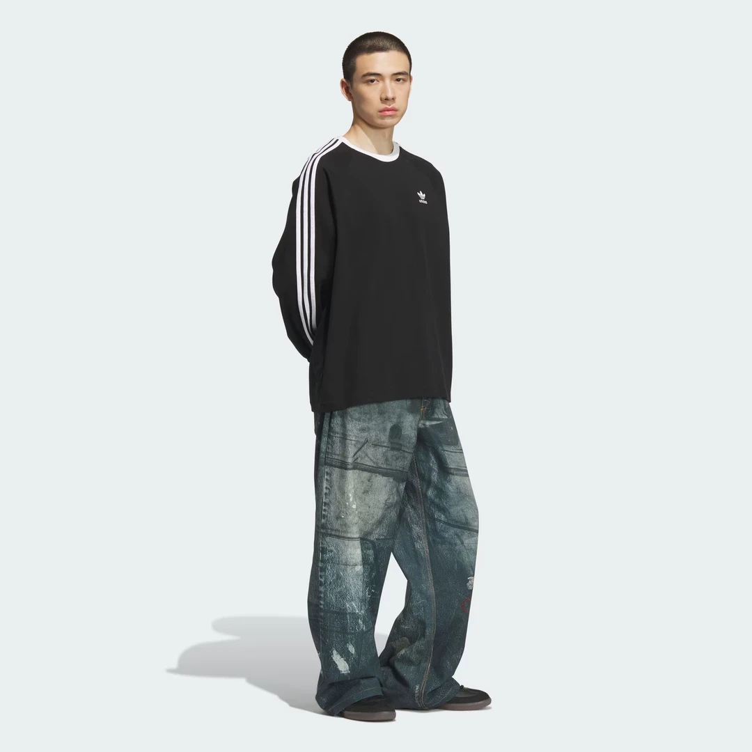 ADIDAS三叶草TEAM PRINT DENIM TROUSERS 牛仔运动裤 KC2691
