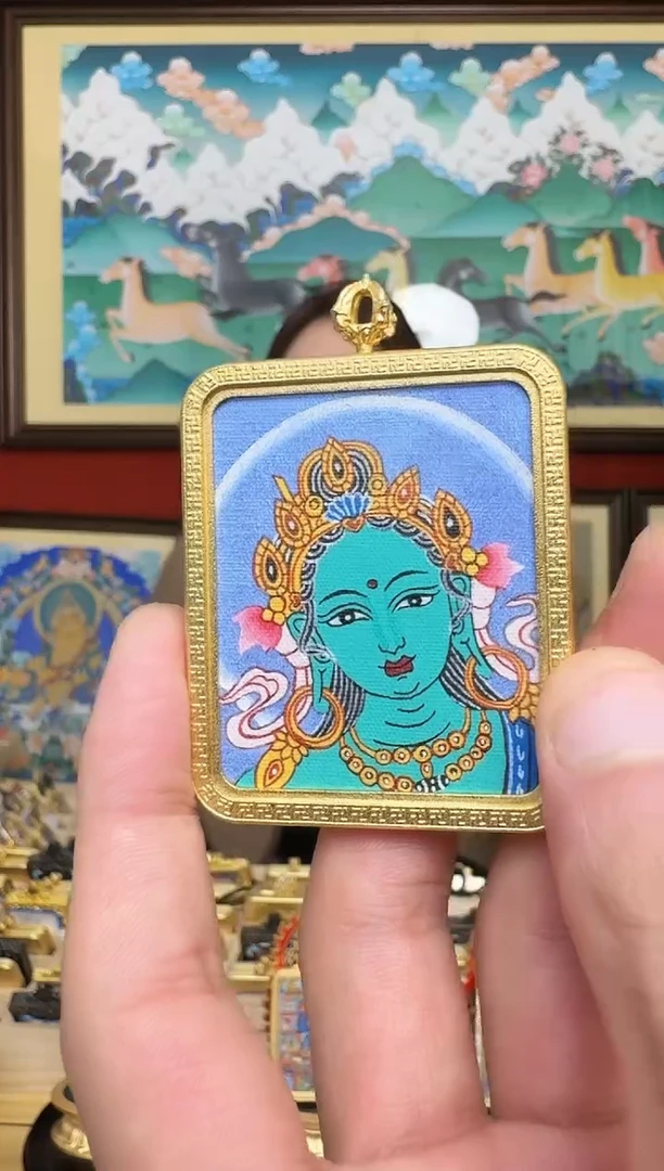 吊坠绿妈妈-热贡纯手绘周毛