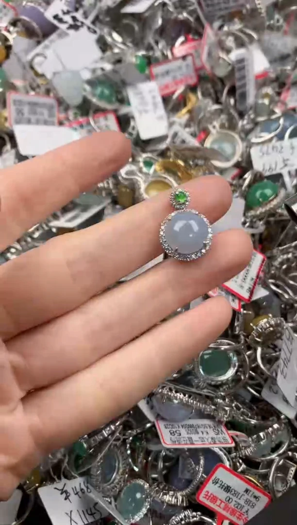 银S925镶嵌戒指翡翠777   1