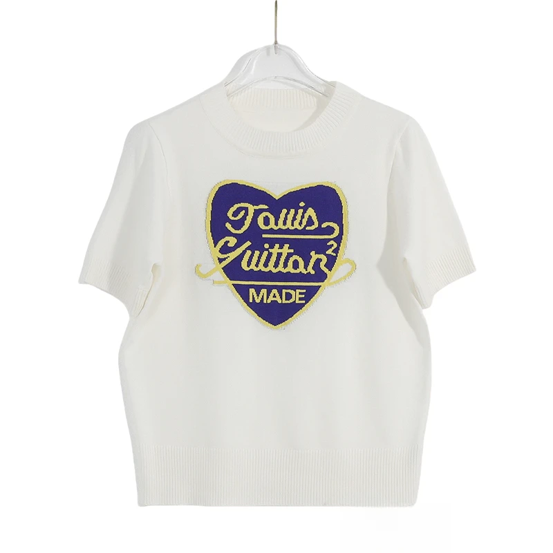 【北栀】爱心字母短袖套头针织衫 631075