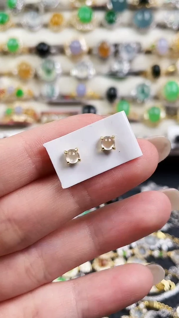 银S925镶嵌翡翠耳饰147