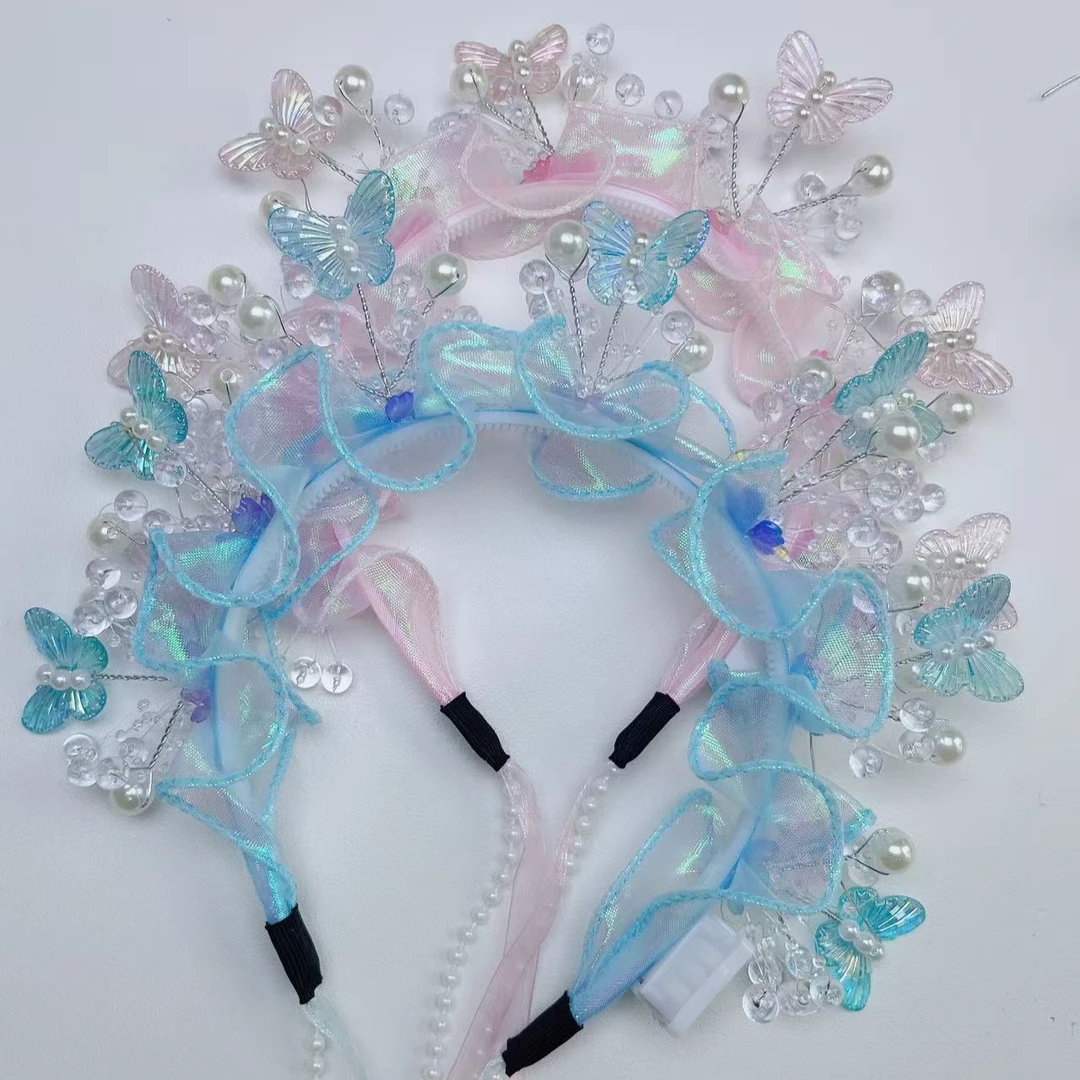 【金手指】珍珠版簪花发箍古风材料包串珠diy自制发箍头箍礼物