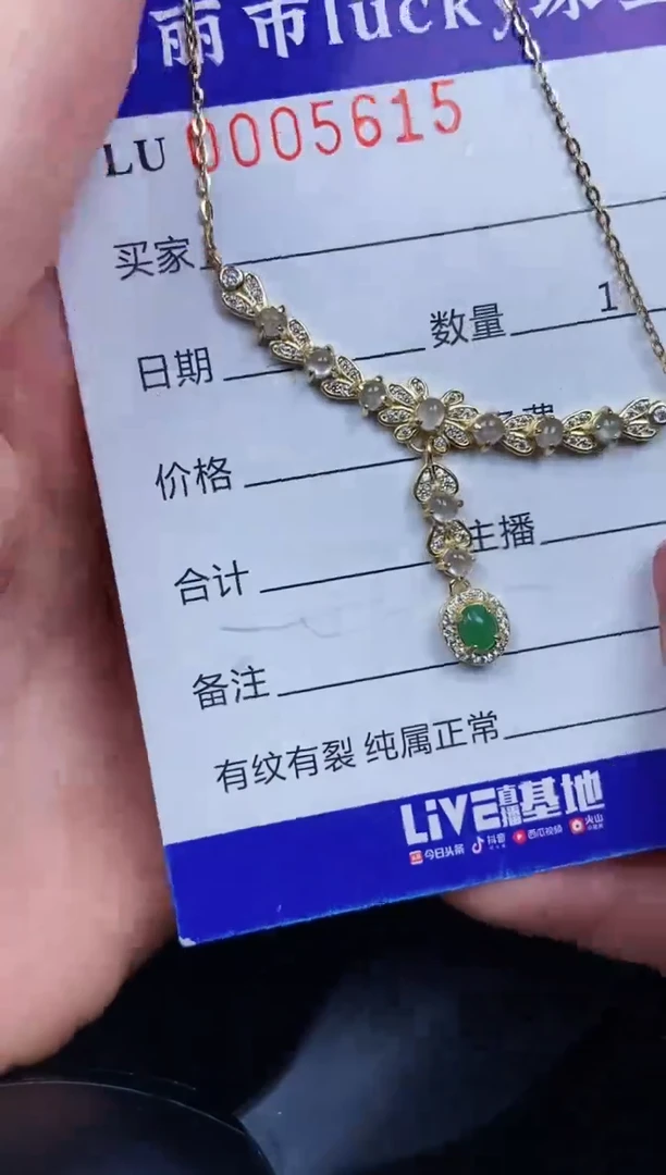 颈饰银S925镶嵌翡翠5615