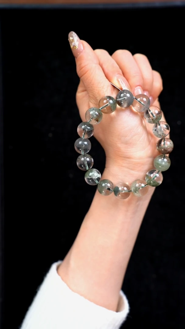 【闪购商品】水晶手链未镶嵌g394 绿幽灵手链14mm+