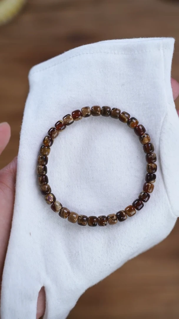 手链琥珀（根珀）未镶嵌缅甸溶洞根珀6mm紫金标