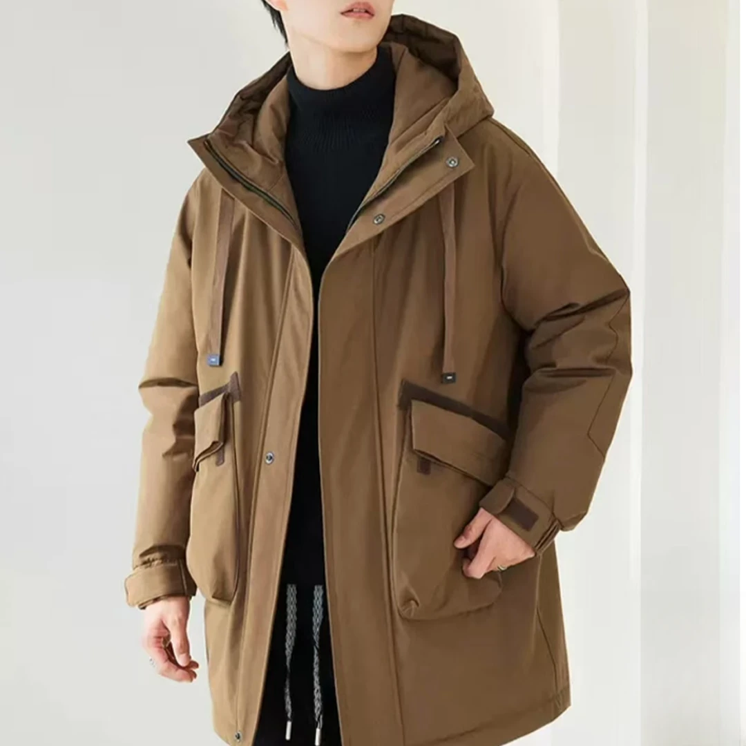 5532连帽男士中长款秋冬季加绒加厚男装防寒服