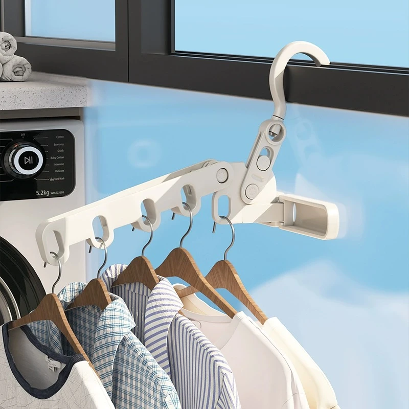 [外贸品质】5孔折叠衣架旅行出差酒店便携衣架宿舍家用晾衣神器