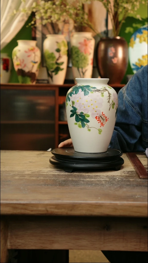 瓷片 景德镇纯手工釉下彩精品花瓶