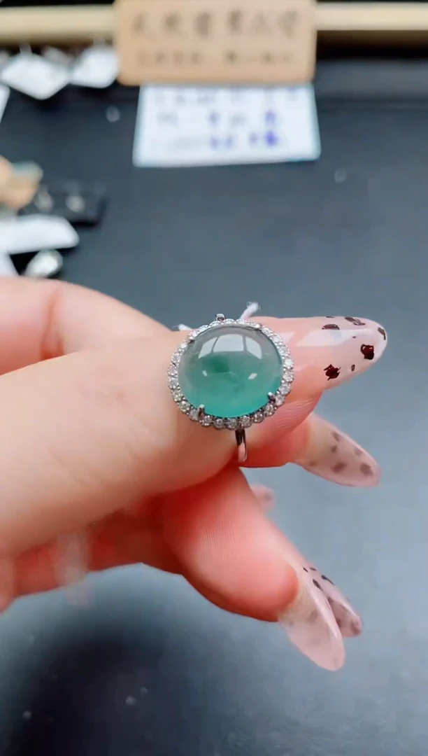 银S925镶嵌戒指翡翠1