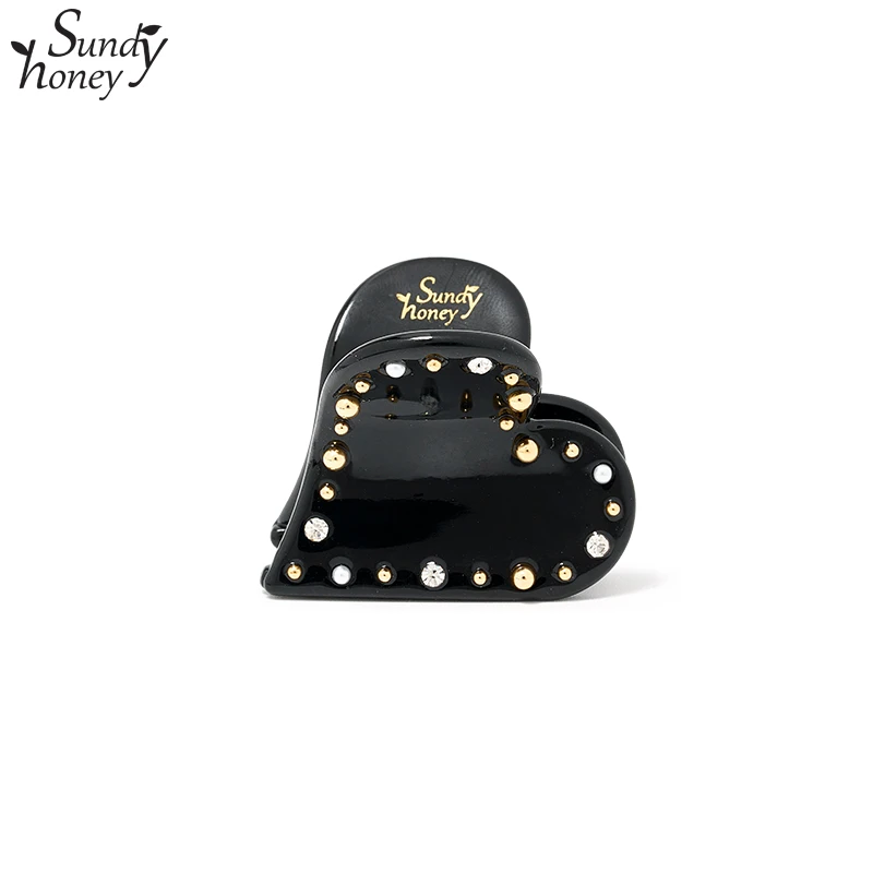 SUNDYHONEY璀璨缀饰爱心小抓夹灵动气质碎发夹甜美少女感发抓发饰