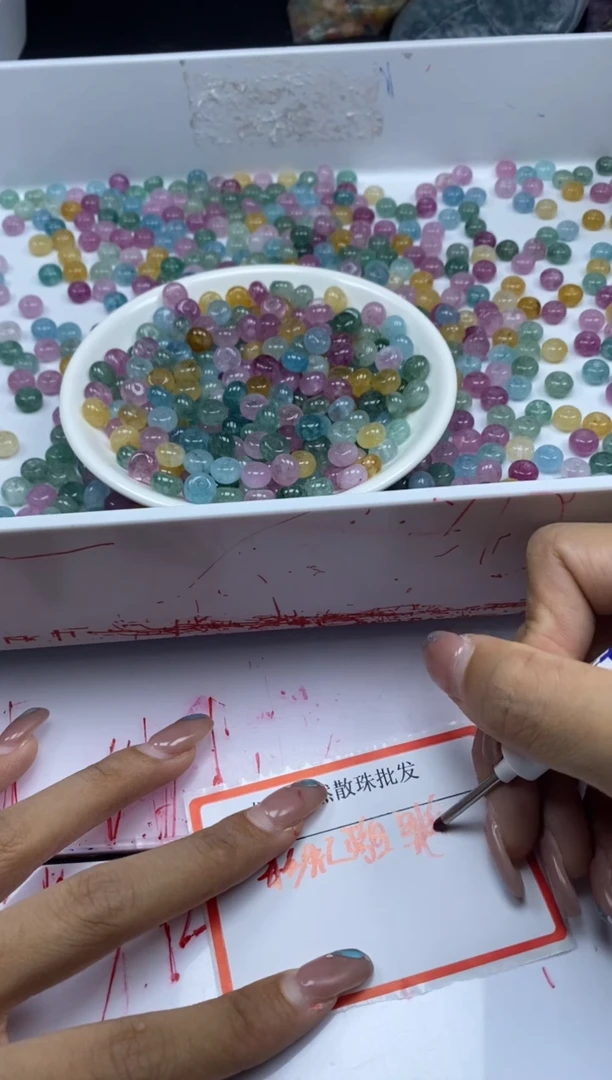 未镶嵌颈饰碧玺 w2894彩虹碧玺算盘8*4mm*30颗