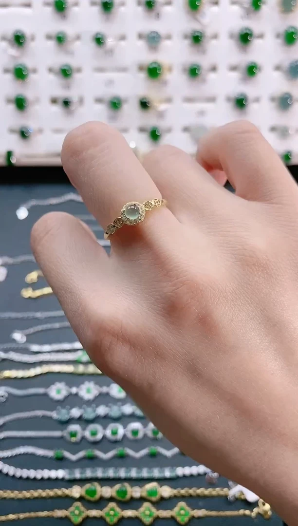 【闪购商品】翡翠戒指银S925镶嵌天然翡翠