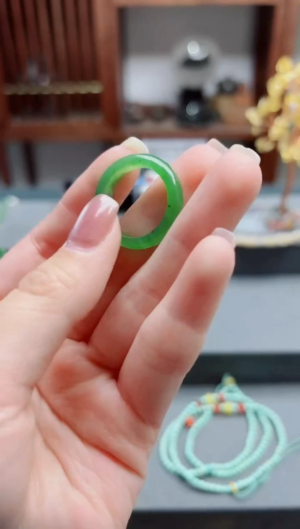 和田玉戒指未镶嵌碧玉指环17-18#HX