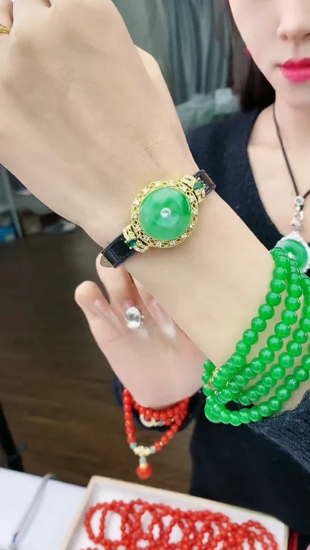 【闪购商品】翡翠手链14K金镶嵌S81手表