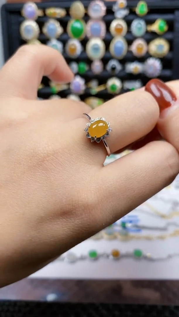 银S925镶嵌戒指翡翠189