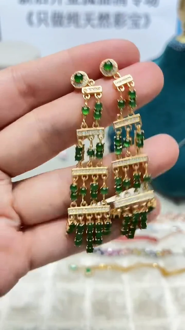 银S925镶嵌翡翠耳饰457ZB1122产品一个（多样性）