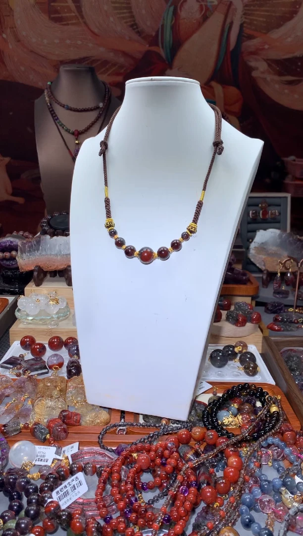 未镶嵌珠宝半成品水晶红极光DIY项链编绳