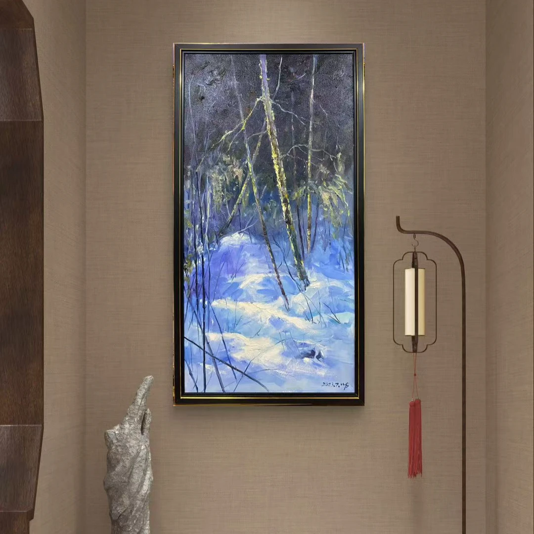 王彬布面油画《隐冬》50×105CM