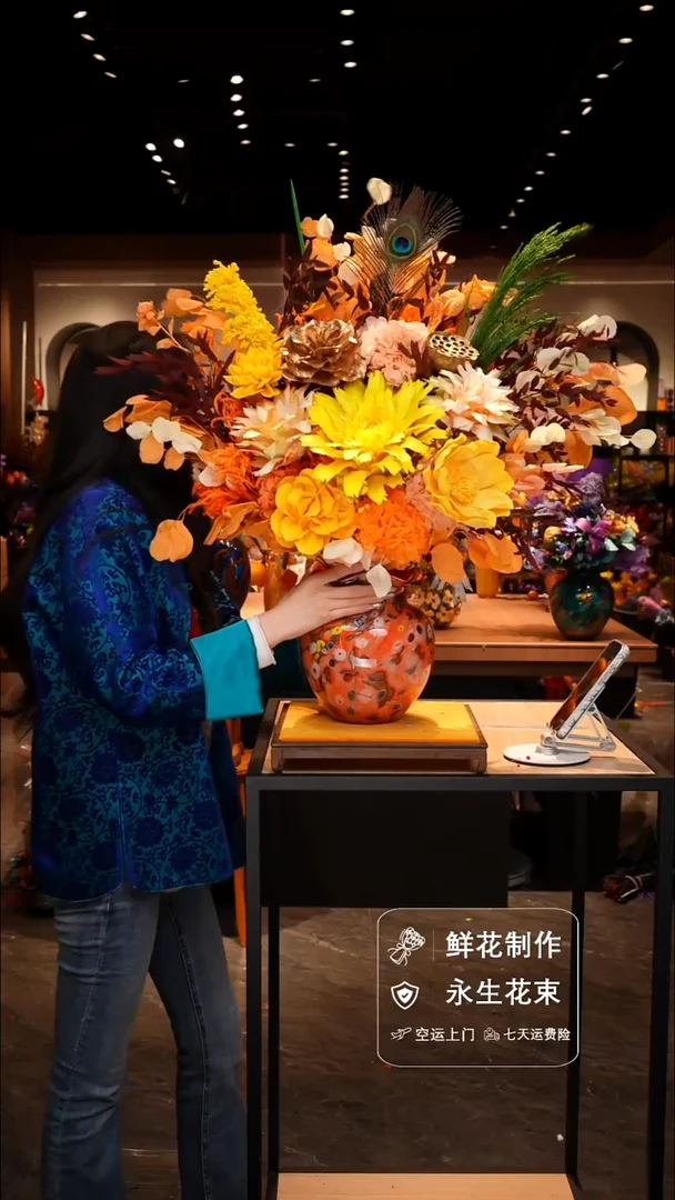 手工艺品琉璃手工花器花束空运包邮送货上门-以图片为准