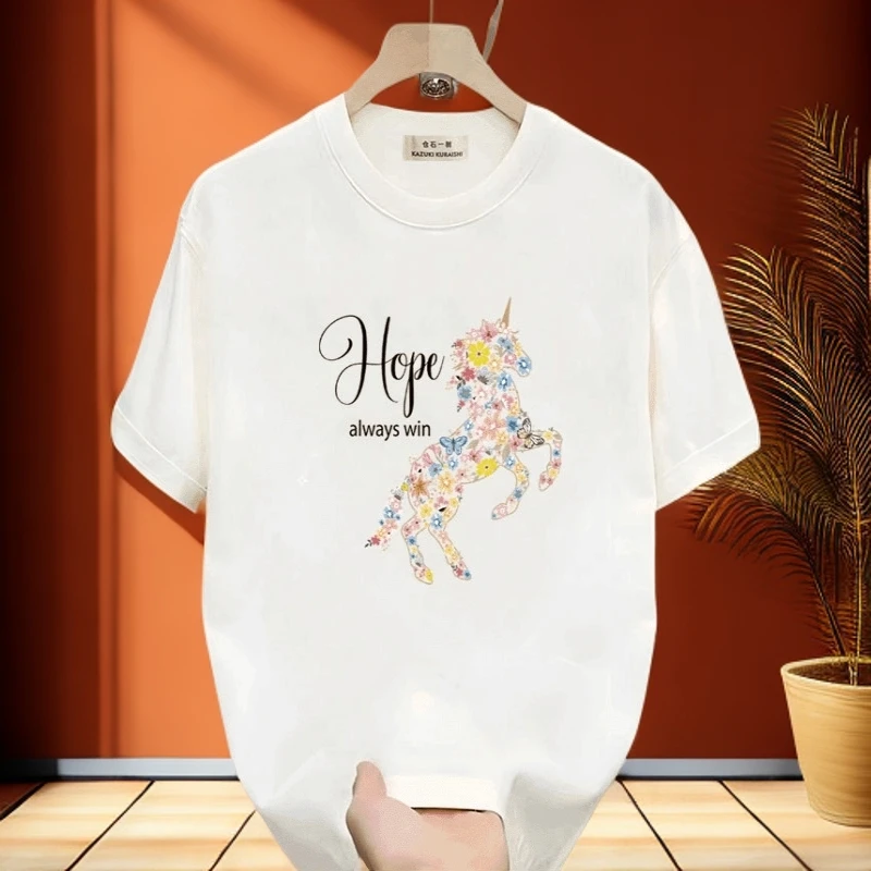 仓石一树高端设计感短袖T恤夏季新款凉感独角兽印花百搭半袖上衣