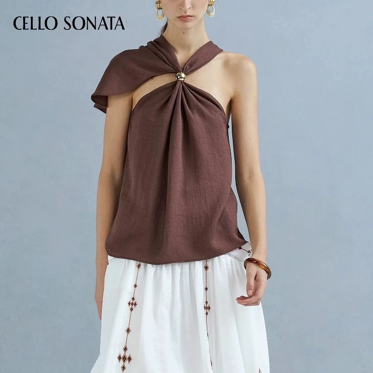 CELLO SONATA串珠挂脖无袖上衣