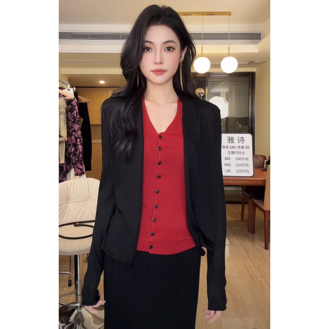 ZOUYASHIFA  气质百搭纯色单件针织外搭YSA8876