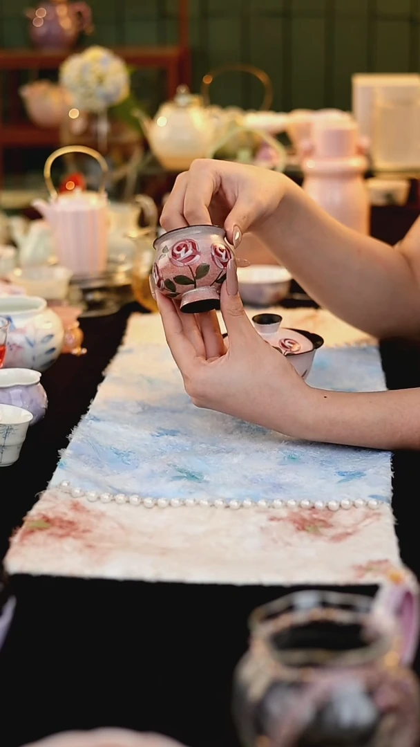 瓷片11111梵汝玫瑰杯