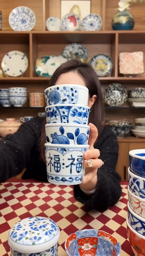 【闪购商品】瓷片花伊+蓝花+石榴+福字 荞麦汤汁杯