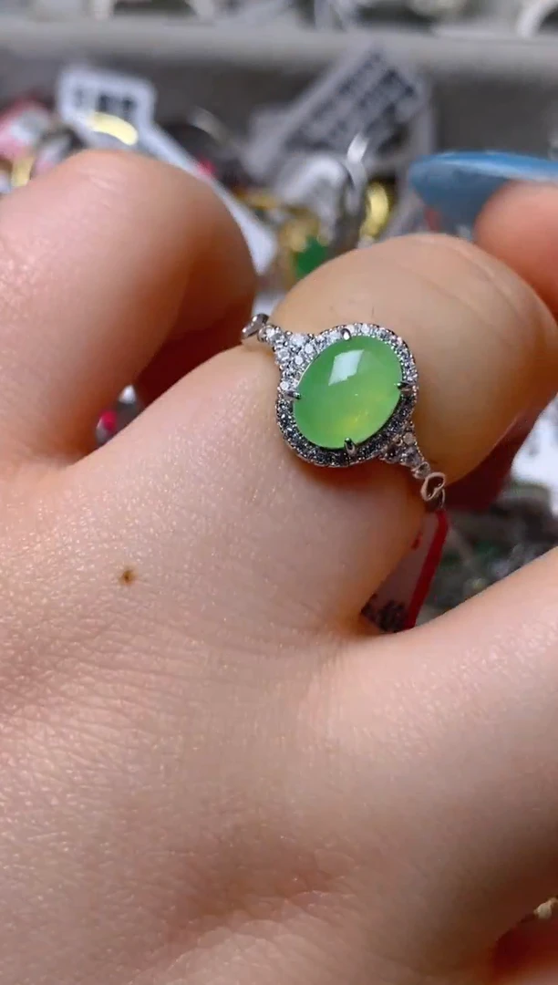 银S925镶嵌戒指翡翠百内无证书