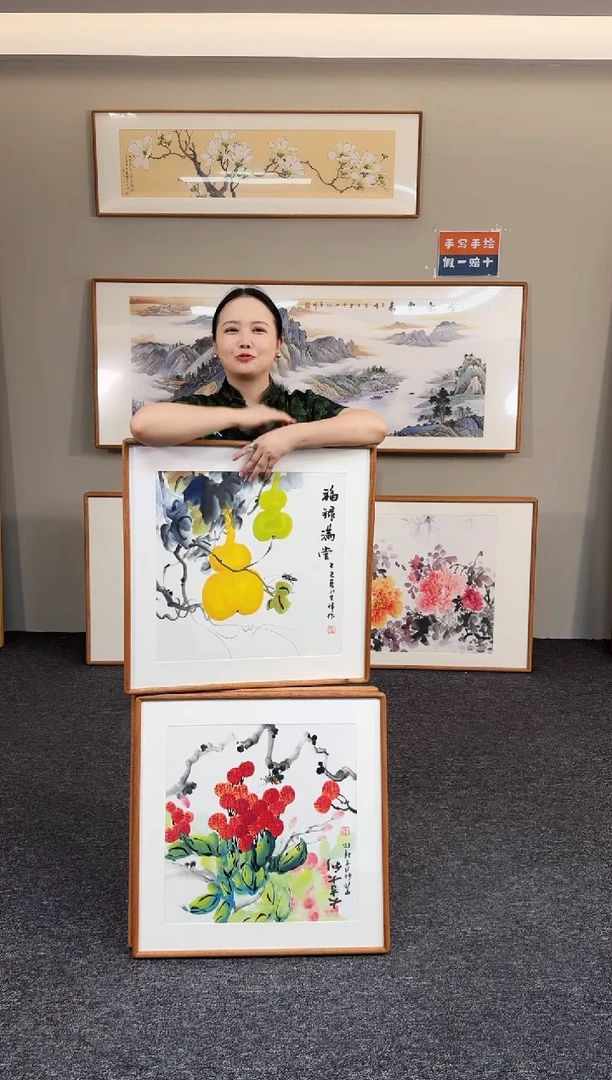国画葫芦60*60手绘作品