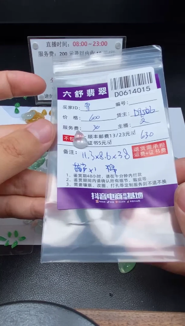 翡翠未镶嵌吊坠(不含链)?***?D0614015