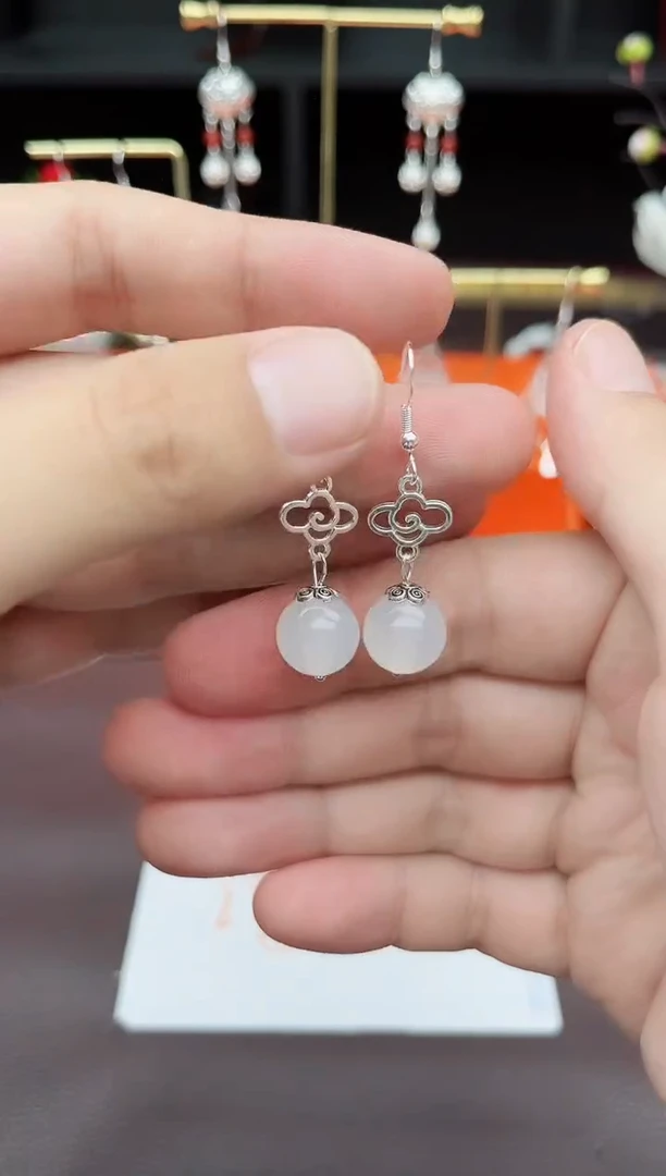 玛瑙/玉髓耳饰银S925镶嵌101000