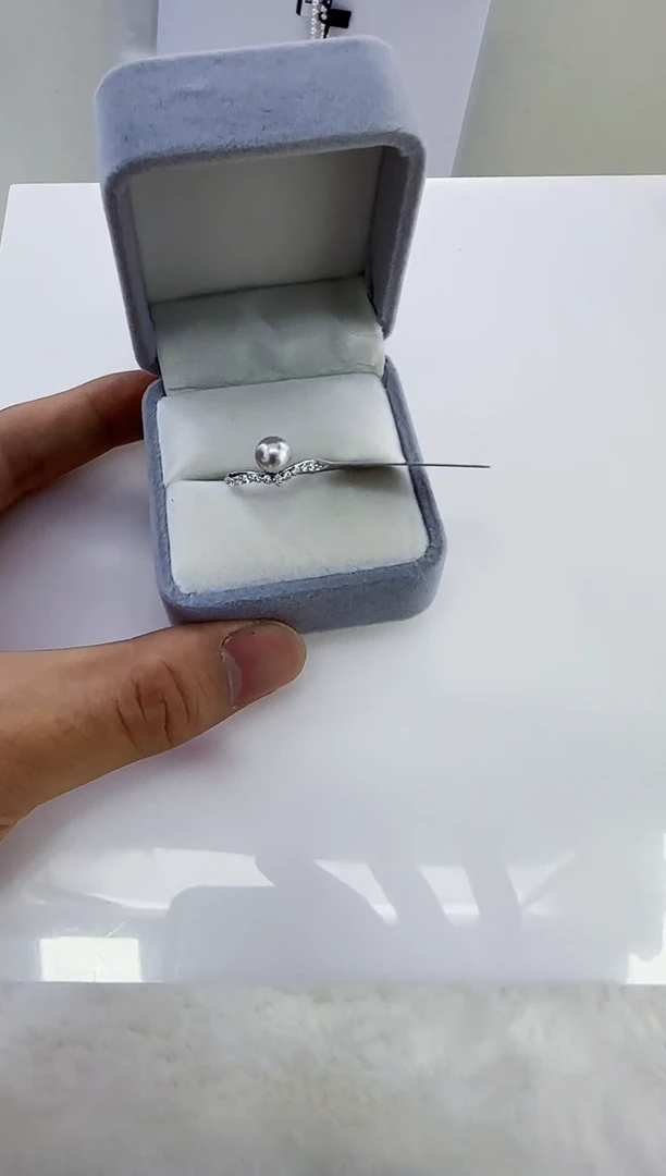 银S925镶嵌海水珍珠DA海水珍珠戒指6-7  y136