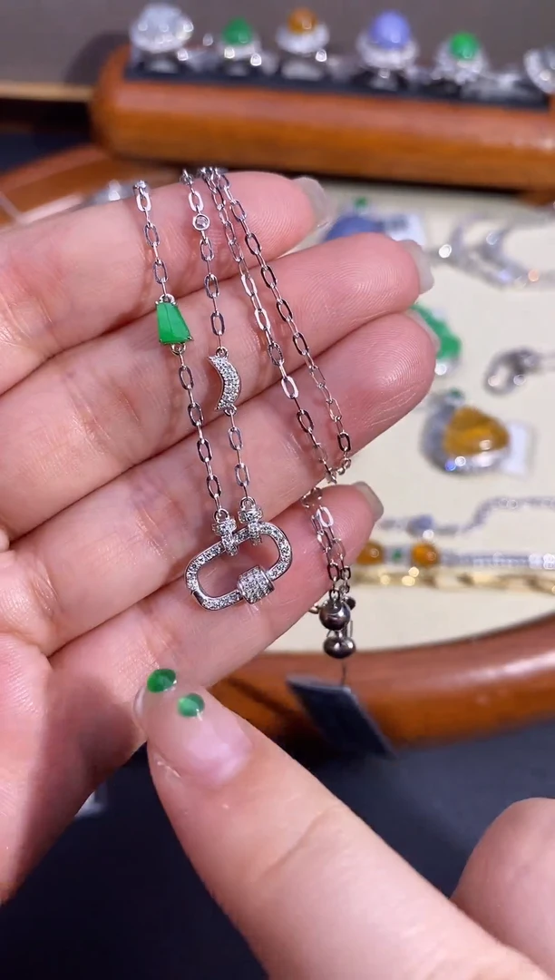 【闪购商品】翡翠项链18K金镶嵌项链