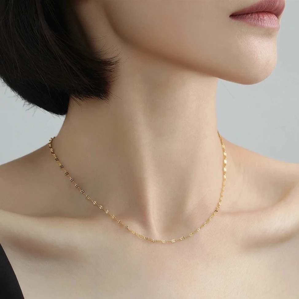 钛钢项链 45厘米9999雪花链 女士项链经典锁骨链 爆款百搭