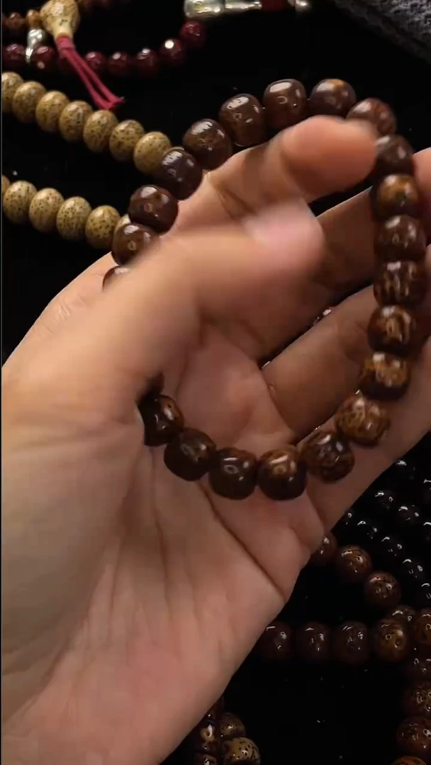 手串星月菩提精工级中珀浅桶珠10*9手串