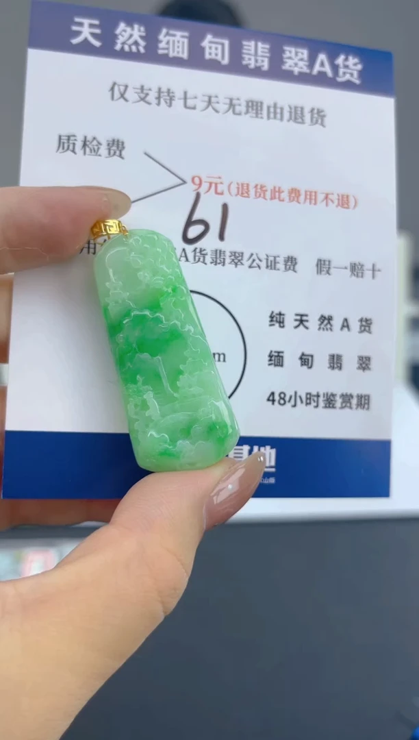 颈饰18K金镶嵌翡翠纯天然缅甸翡翠A货