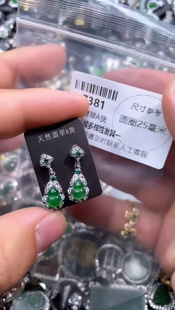 【闪购商品】翡翠颈饰未镶嵌Z381耳钉