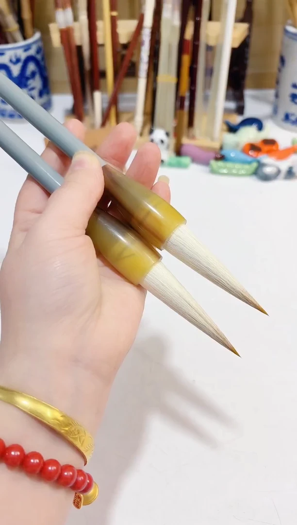 颜霜 蓝杆大楷对联毛笔2支   出锋6.3 口径1.6