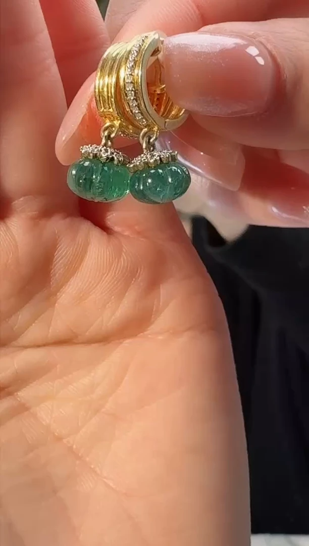 未镶嵌耳饰祖母绿天然祖母绿耳饰