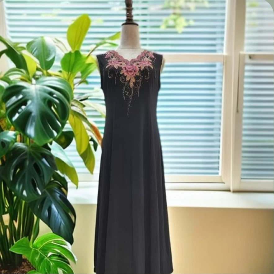 时尚绣花高端定制无袖连衣裙25803