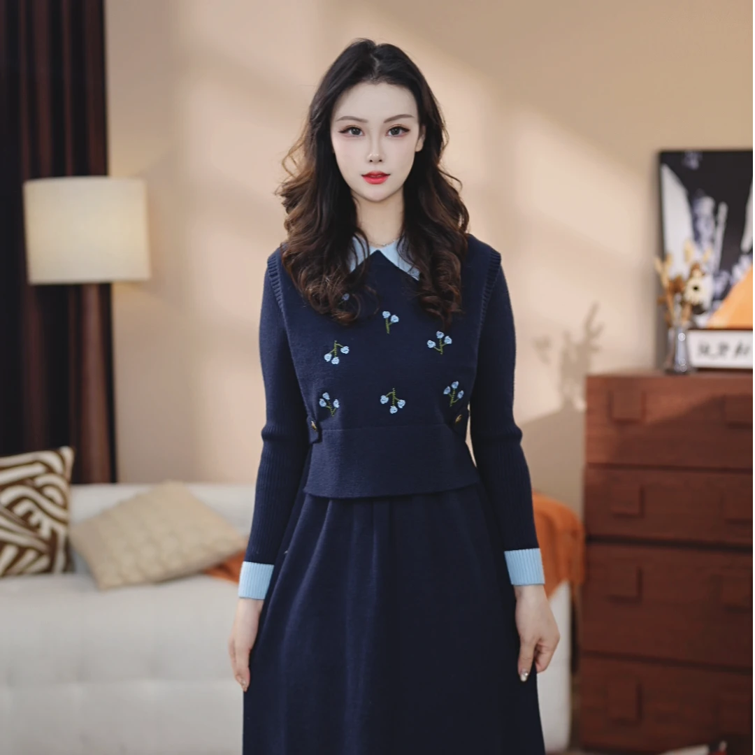 洋气A字裙连衣裙中腰秋冬秋装秋季女装显瘦气质裙子