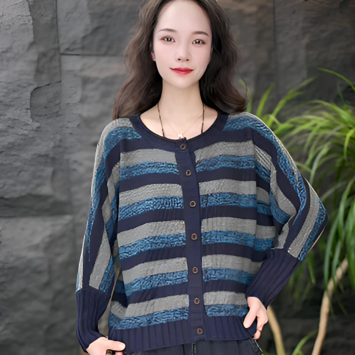 JJ长袖乱针修补常规款冬季圆领毛针织衫毛衫复古清时尚毛衣宽松