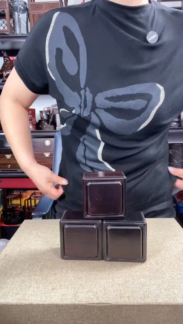 木3个正方盒老李红木工艺品